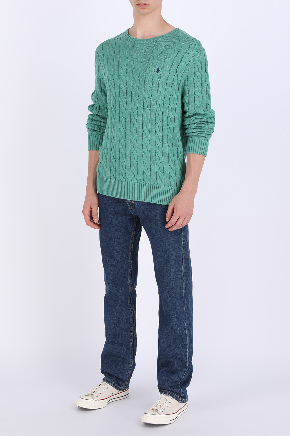 תמונת כל הלוק של Cable-Knit Cotton Sweater in Green